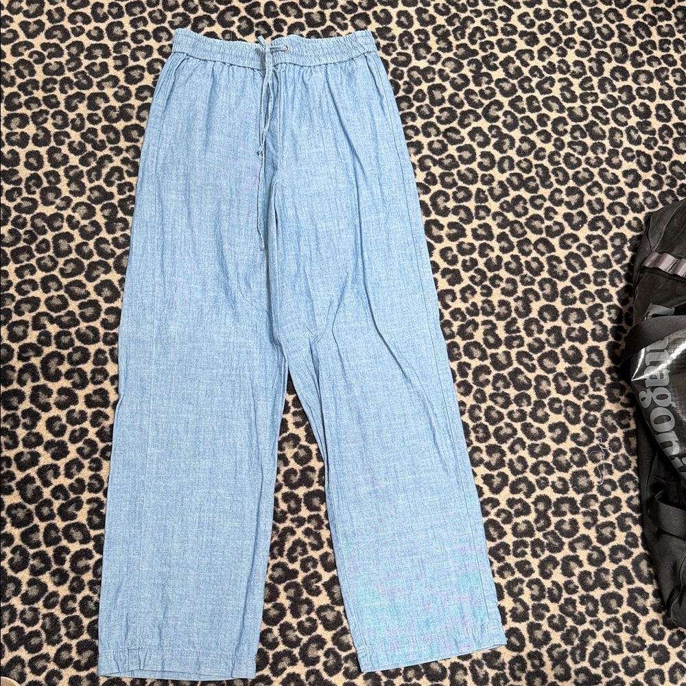 J. Crew Light Blue Wide-Leg Drawstring Pants